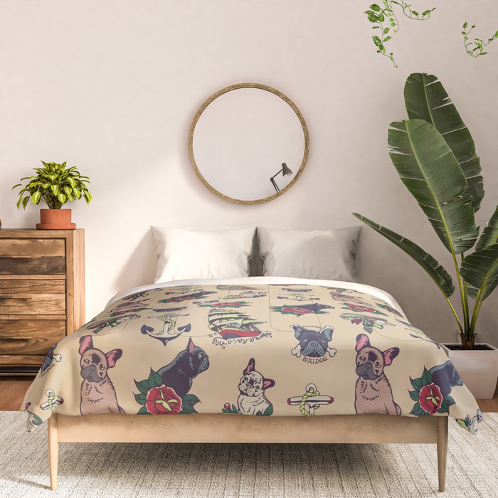 French  Bulldog Tattoo Comforter Gallery Image 3