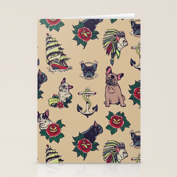 French  Bulldog Tattoo Stationery Card Gallery Image 2