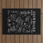 Snowboard Winter Snowboarding Vintage Patent Drawing Print Outdoor Rug Gallery Image 1