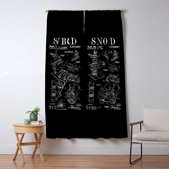 Snowboard Winter Snowboarding Vintage Patent Drawing Print Window Curtain Gallery Image 5