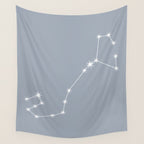 Scorpio Zodiac Star Constellation Line Art Blue Grey Wall Tapestry Gallery Image 4