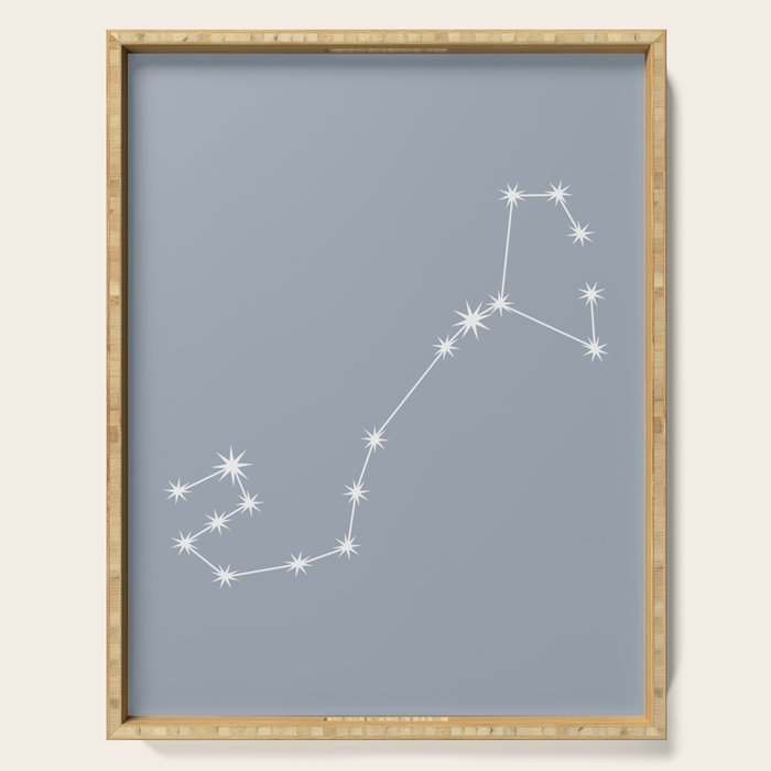 Scorpio Zodiac Star Constellation Line Art Blue Grey Serving Tray Gallery Image 1