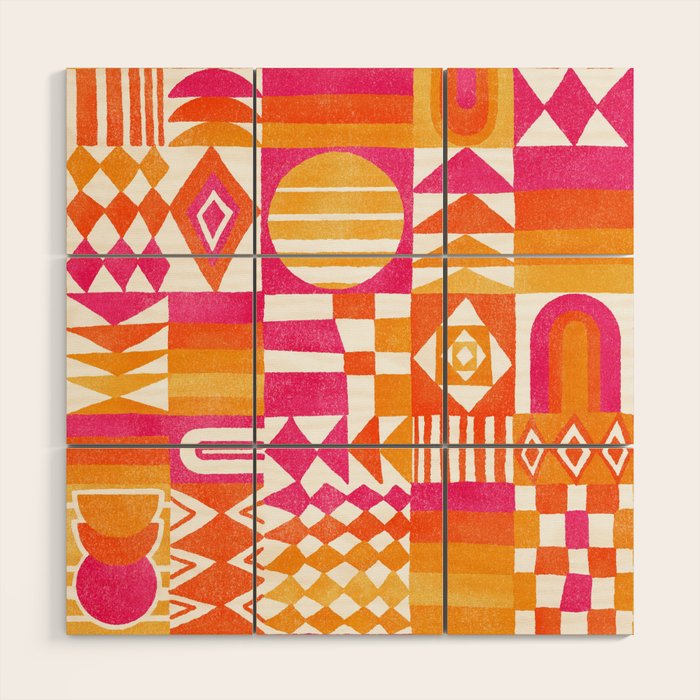 Geometric Tapestry - Summer Sunshine  Wood Wall Art Gallery Image 1
