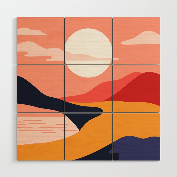 Colorful nature mountain landscape art Wood Wall Art Gallery Image 1