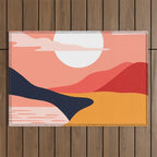 Colorful nature mountain landscape art Outdoor Rug Gallery Image 1
