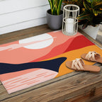 Colorful nature mountain landscape art Outdoor Rug Gallery Image 2