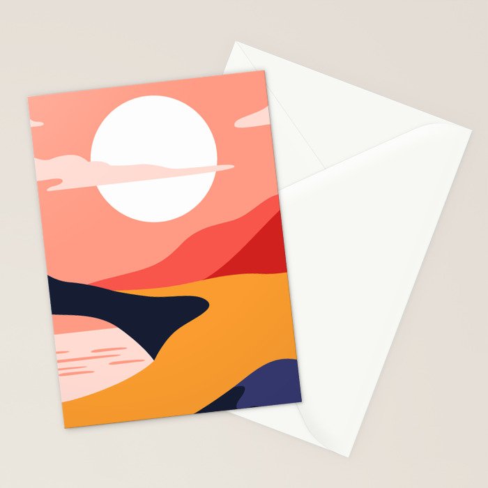 Colorful nature mountain landscape art Stationery Card Gallery Image 2