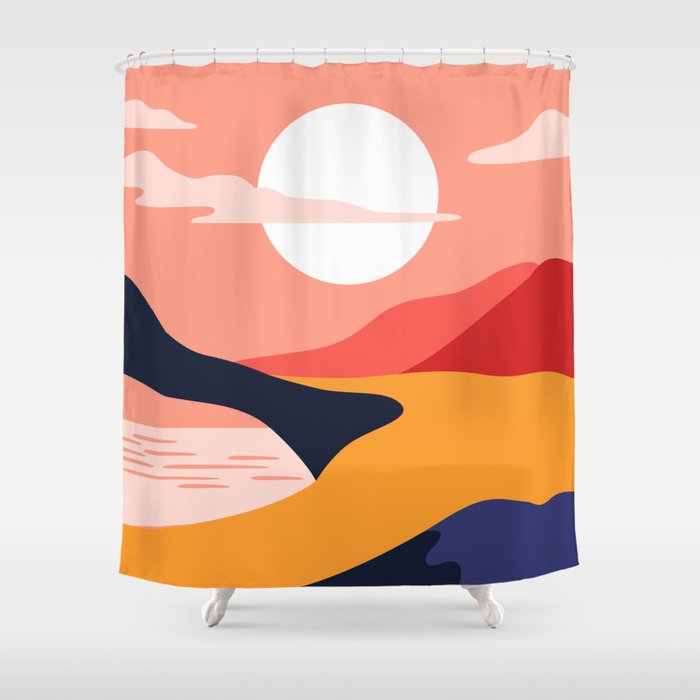 Colorful nature mountain landscape art Shower Curtain Gallery Image 1
