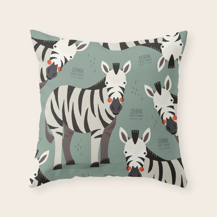 Zebra, Wildlife of Africa Throw Pillow Gallery Image 6