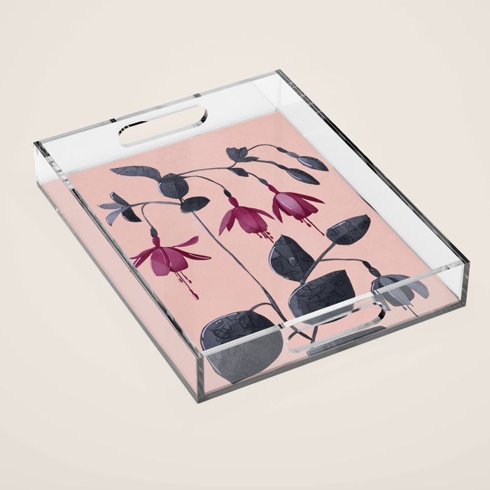 Fuchsia Botanical Drawing Acrylic Tray Gallery Image 1