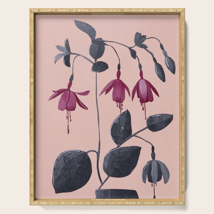 Fuchsia Botanical Drawing Serving Tray Gallery Image 1