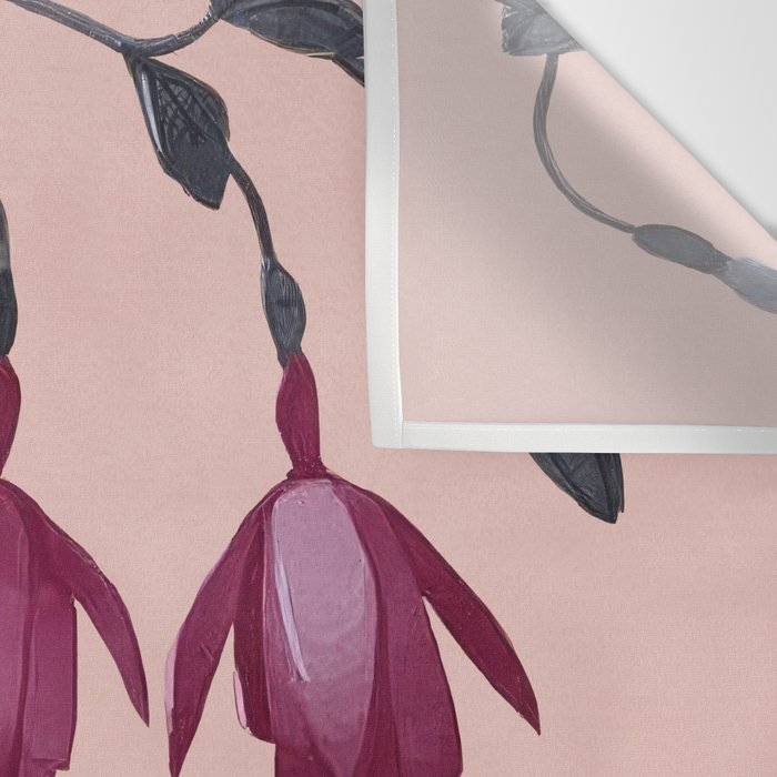 Fuchsia Botanical Drawing Wall Tapestry Gallery Image 3