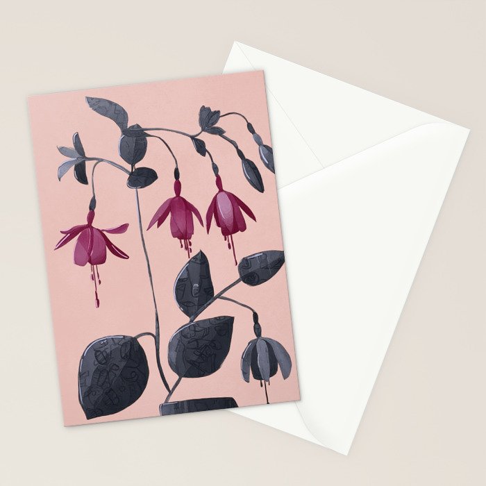 Fuchsia Botanical Drawing Stationery Card Gallery Image 2
