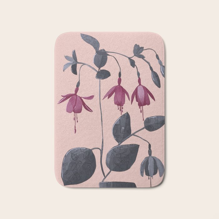Fuchsia Botanical Drawing Bath Mat Gallery Image 1