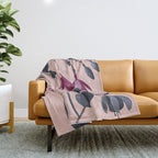 Fuchsia Botanical Drawing Throw Blanket Gallery Image 1