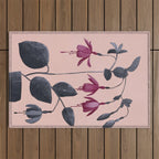 Fuchsia Botanical Drawing Outdoor Rug Gallery Image 1