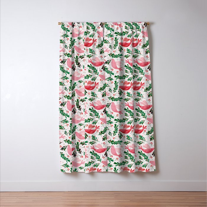 Festive Birds - christmas pattern no2 Window Curtain Gallery Image 3