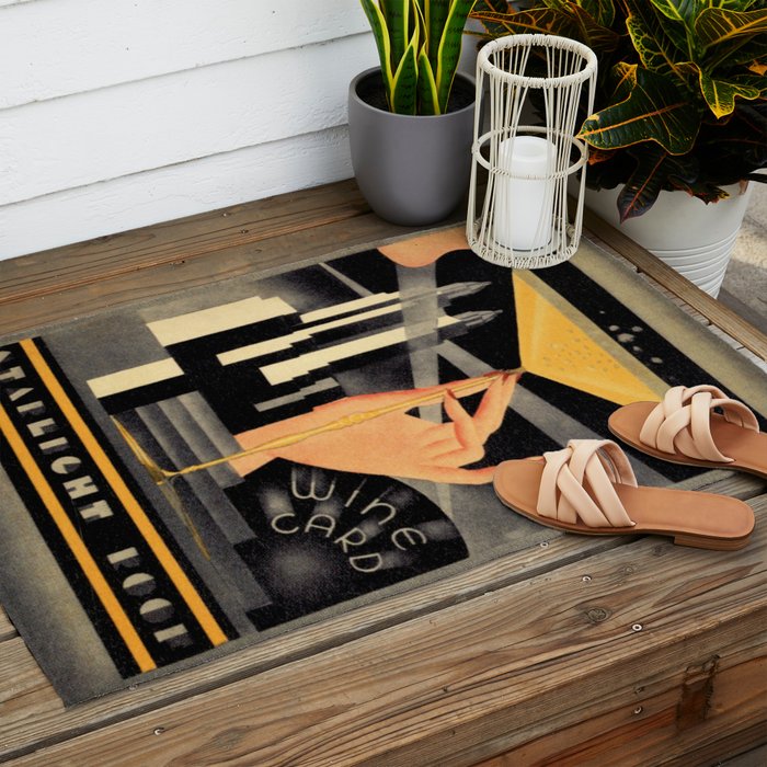 1930's Waldorf Astoria Hotel NYC The Starlight Roof, Champagne Wine Card Vintage Poster Outdoor Rug Gallery Image 2