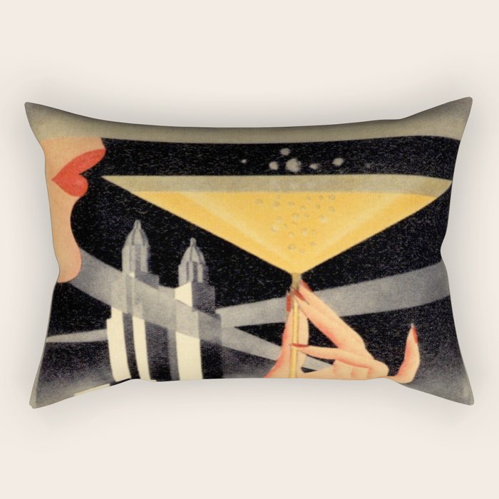 1930's Waldorf Astoria Hotel NYC The Starlight Roof, Champagne Wine Card Vintage Poster Rectangular Pillow Gallery Image 2