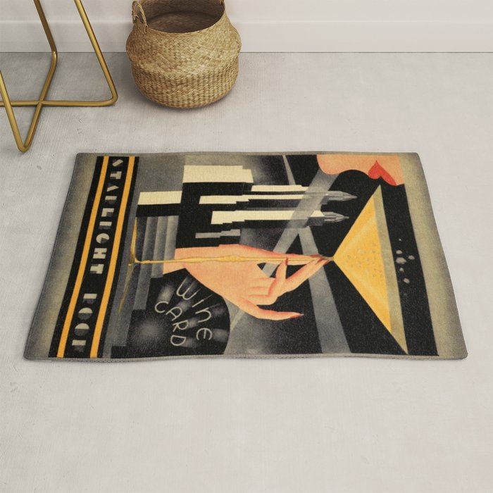 1930's Waldorf Astoria Hotel NYC The Starlight Roof, Champagne Wine Card Vintage Poster Rug Gallery Image 1
