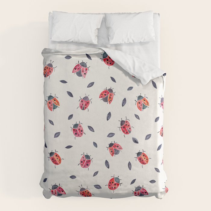 Lucky Ladybugs & Black Leaves Duvet Cover Gallery Image 6