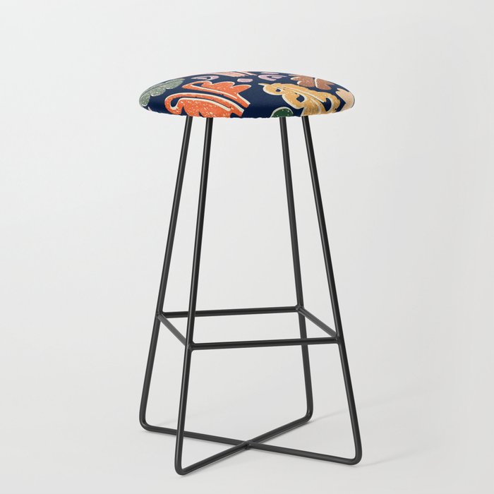 Block print leaves pattern Stool Gallery Image 1