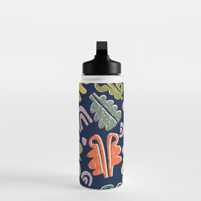 Block print leaves pattern Water Bottle Gallery Image 3