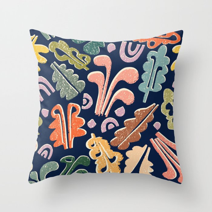 Block print leaves pattern Throw Pillow Gallery Image 6