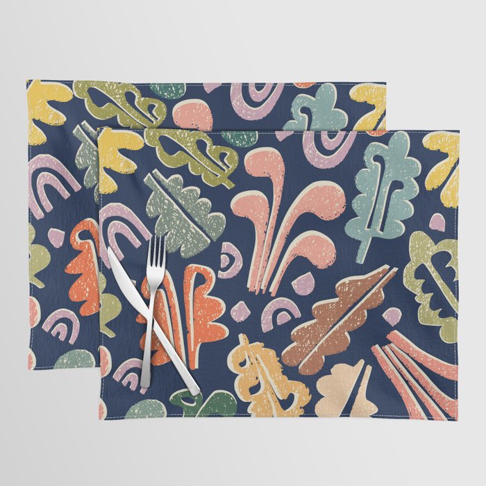 Block print leaves pattern Placemat Gallery Image 1
