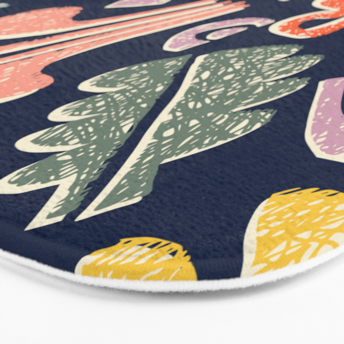 Block print leaves pattern Bath Mat Gallery Image 3