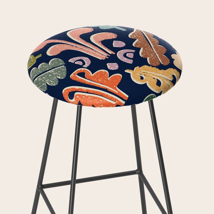 Block print leaves pattern Stool Gallery Image 2