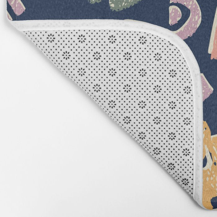Block print leaves pattern Bath Mat Gallery Image 2
