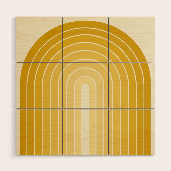 Gradient Arch XXV Gold Sunshine Mid Century Modern Rainbow Wood Wall Art Gallery Image 1