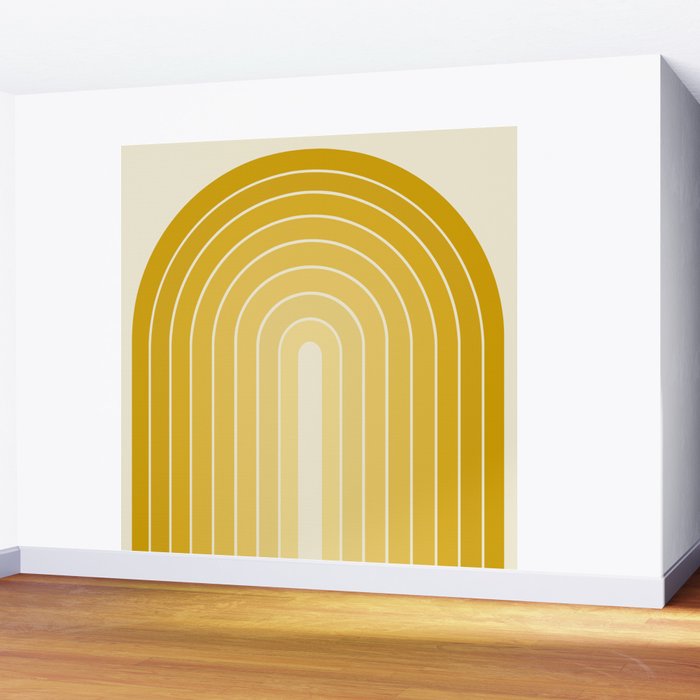 Gradient Arch XXV Gold Sunshine Mid Century Modern Rainbow Wall Mural Gallery Image 2