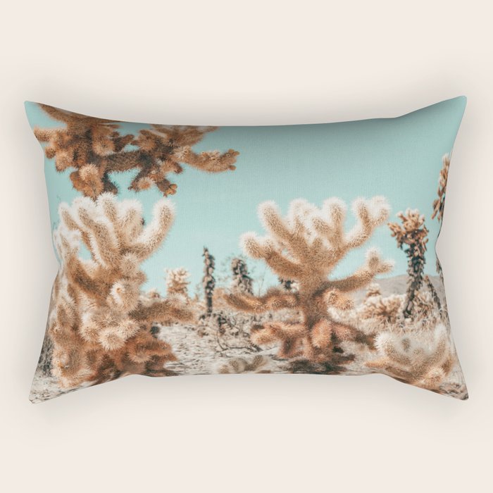 Cholla Cactus - Joshua Tree Desert Landscape, Nature Photography Rectangular Pillow Gallery Image 2
