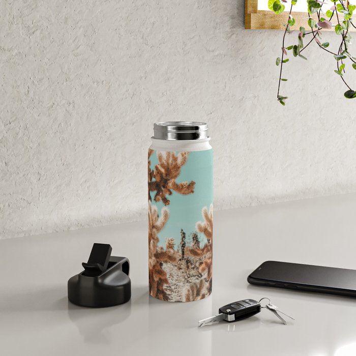 Cholla Cactus - Joshua Tree Desert Landscape, Nature Photography Water Bottle Gallery Image 4