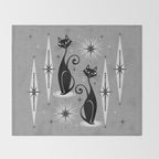 Mid Century Meow Atomic Cats on Cool Gray ©studioxtine Throw Blanket Gallery Image 2