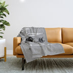 Mid Century Meow Atomic Cats on Cool Gray ©studioxtine Throw Blanket Gallery Image 1