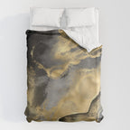 Gold and Black Modern Abstract Art Print Duvet Cover Gallery Image 6