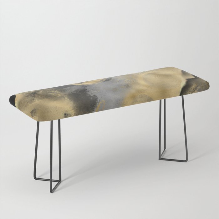 Gold and Black Modern Abstract Art Print Bench Gallery Image 1