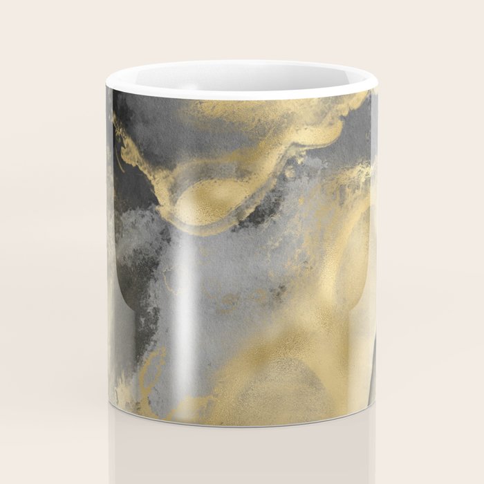 Gold and Black Modern Abstract Art Print Coffee Mug Gallery Image 4