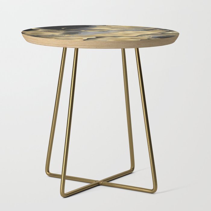 Gold and Black Modern Abstract Art Print Side Table Gallery Image 1