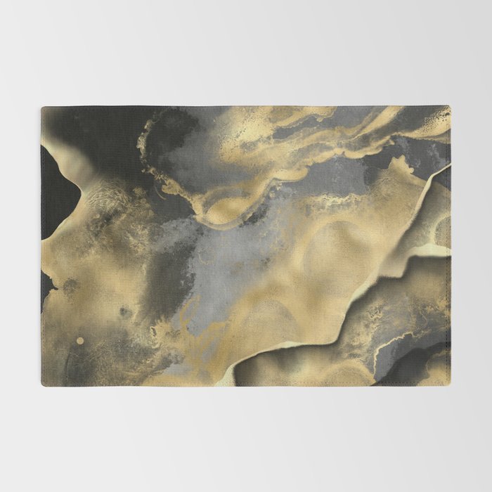 Gold and Black Modern Abstract Art Print Rug Gallery Image 2