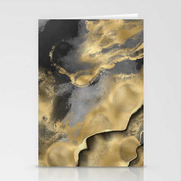 Gold and Black Modern Abstract Art Print Stationery Card Gallery Image 1