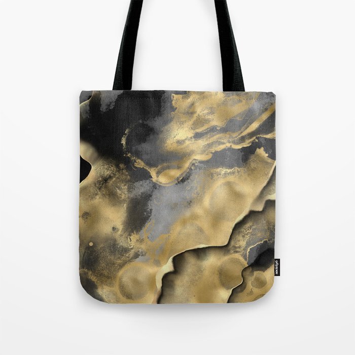 Gold and Black Modern Abstract Art Print Tote Bag Gallery Image 1