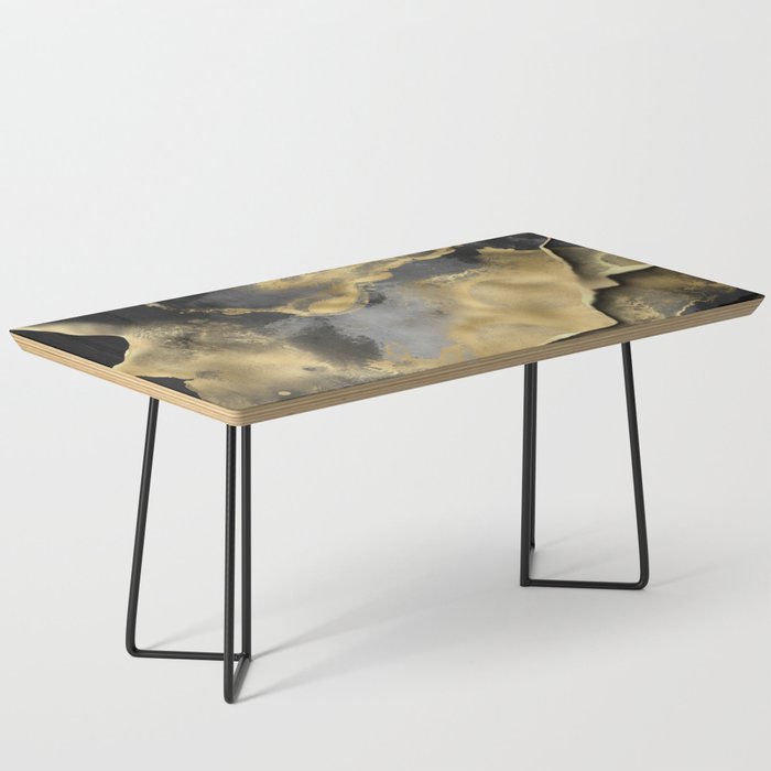 Gold and Black Modern Abstract Art Print Coffee Table Gallery Image 1