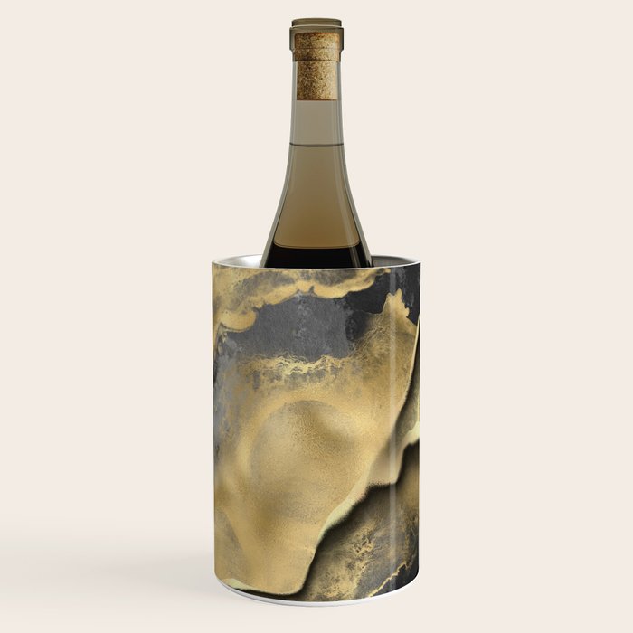 Gold and Black Modern Abstract Art Print Wine Chiller Gallery Image 3