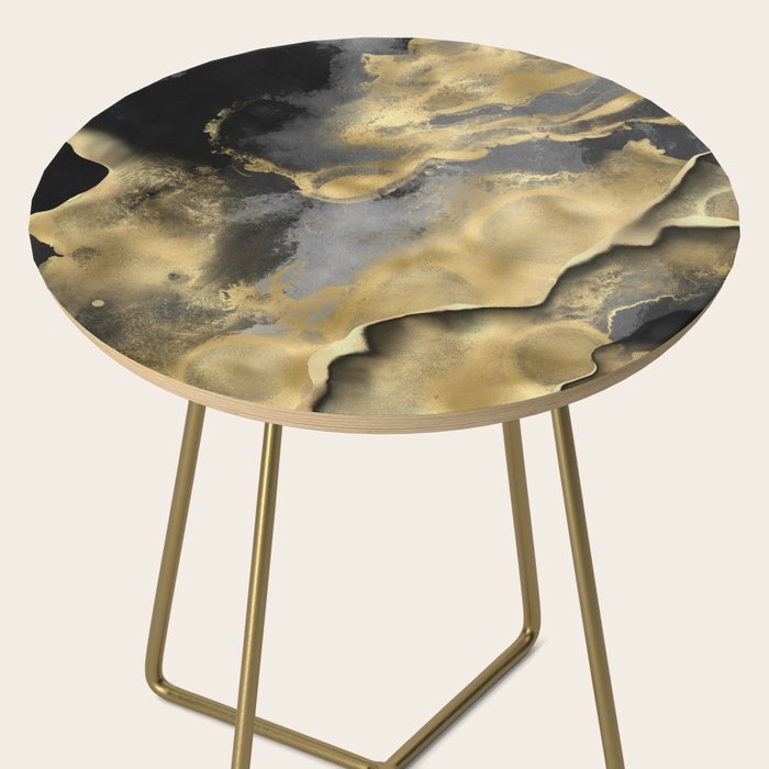 Gold and Black Modern Abstract Art Print Side Table Gallery Image 2