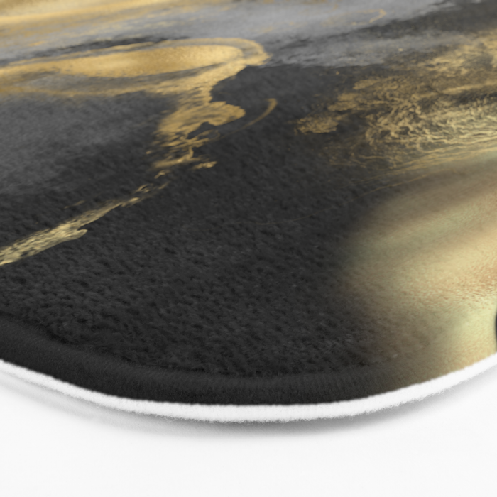 Gold and Black Modern Abstract Art Print Bath Mat Gallery Image 3