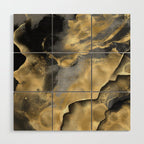 Gold and Black Modern Abstract Art Print Wood Wall Art Gallery Image 1